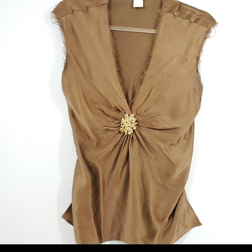 Cache Womens brown silk top